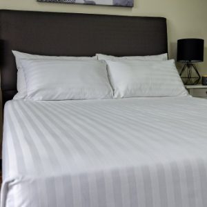 Pillowcase Satin Stripe White Tailored-0