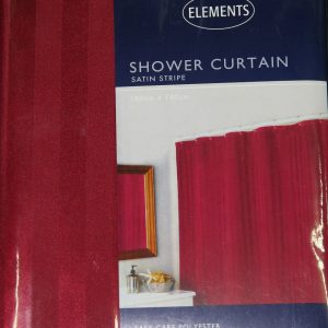 Shower Curtain Satin Stripe Burgundy-0