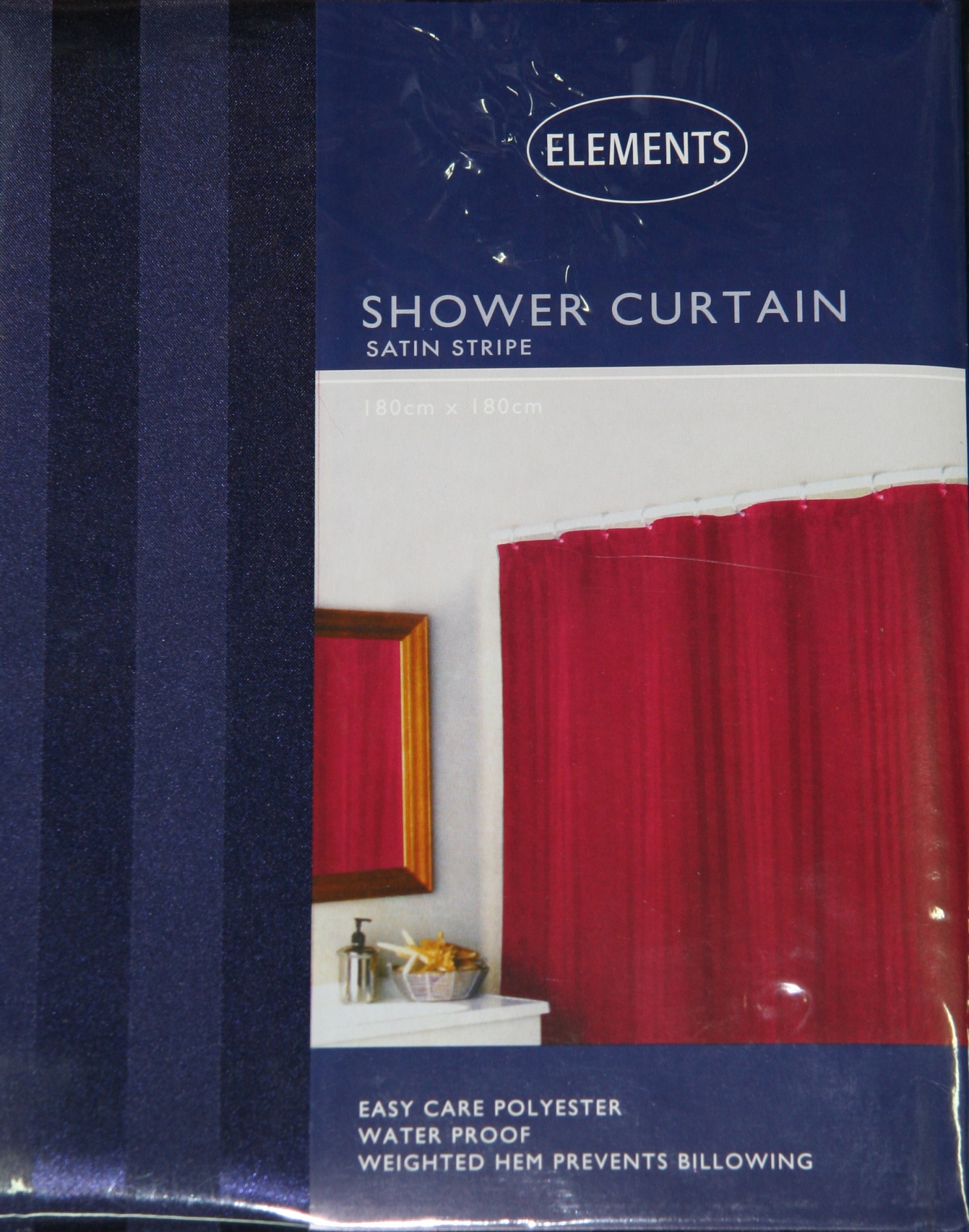 Shower Curtain Satin Stripe Navy-0