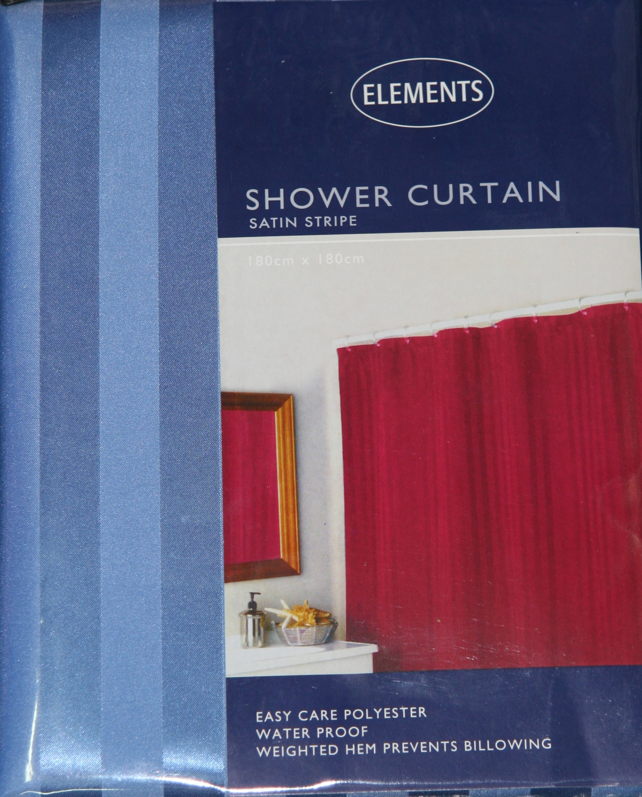 Shower Curtain Satin Stripe Sapphire-0