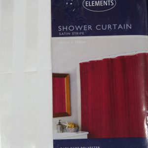 Shower Curtain Satin Stripe White-0