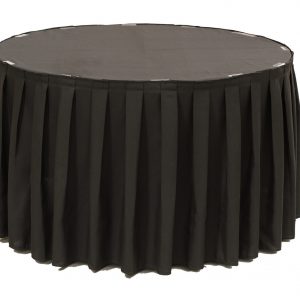 Table Skirting Box Pleated Spun Polyester Black-0
